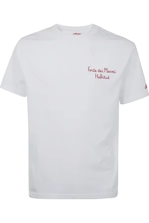 MC2 SAINT BARTH Top, Herre, Hvid, S, Broderet T-shirt i Portofino-stil