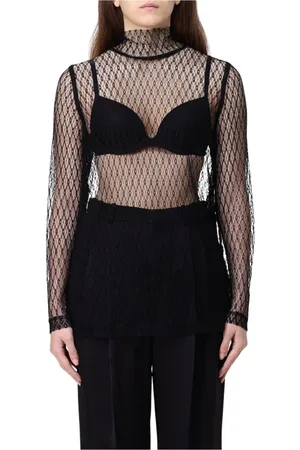 Dolce & Gabbana Top, Dame, Sort, M, Sort Blonde Mock Neck Top