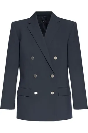 THEORY Jakke, Dame, Blå, S, Uld, Oversized Double-Breasted Wool Blazer