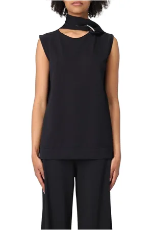 LIVIANA CONTI Top, Dame, Sort, XL, Hvid Keyhole Neck Top