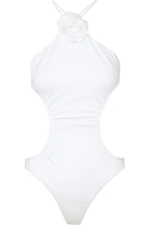 Serafini Badetøj, Dame, Hvid, M, Uld, Hvid Lycra Top med Pink Hals