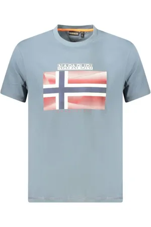 Napapijri Top, Herre, Blå, XL, Bomuld, Grå Bomuld Herre T-Shirt med Print