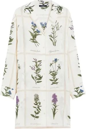 Max Mara Kjole, Dame, , M, Uld, Printet skjortekjole med revers