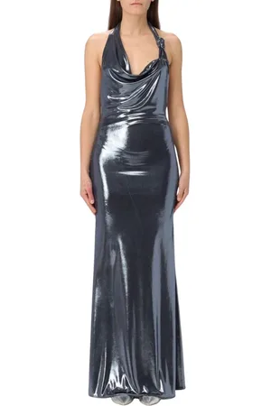 ANIYE BY Kjole, Dame, Blå, M, Blå Metallic Maxi Kjole