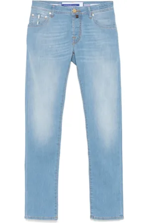 Jacob Cohen Jeans, Herre, Blå, W34, Lysblå Knappelukning Jeans