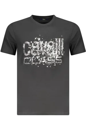 Roberto Cavalli Top, Herre, Sort, M, Bomuld, T-shirt med fedt logo print