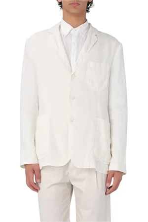 Aspesi Jakke, Herre, Hvid, L, Linned, Hvid Linned Blazer Klassisk Pasform