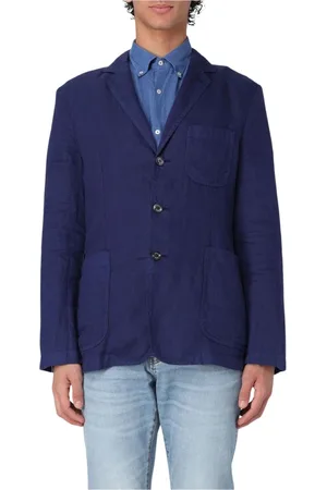 Aspesi Jakke, Herre, Blå, M, Linned, Blå Linned Blazer Lommer