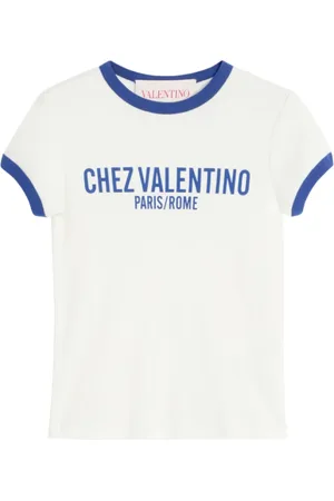 VALENTINO Top, Dame, Hvid, S, Bomuld, Hvid Crew Neck Print T-shirt
