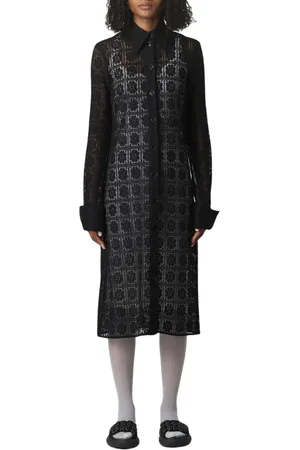 Sportmax Kjole, Dame, Sort, S, Elegant Sort Blonde Midi Kjole