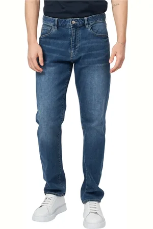 Armani Exchange Jeans, Herre, Blå, W33, Bomuld, Blå Jeans med Broderet Logo