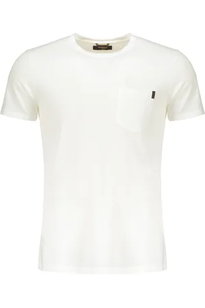 MOORER Top, Herre, Hvid, S, Bomuld, Bomuld T-shirt med Frontlomme