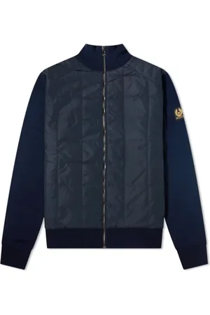 Belstaff Jakke, Herre, Blå, 2XL, Uld, Marineblå Lynlås Cardigan Klassisk Stil