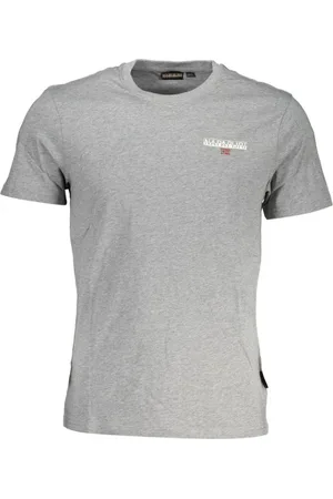 Napapijri Top, Herre, Grå, XL, Bomuld, Klassisk Grå Bomuld T-Shirt med Signatur Print