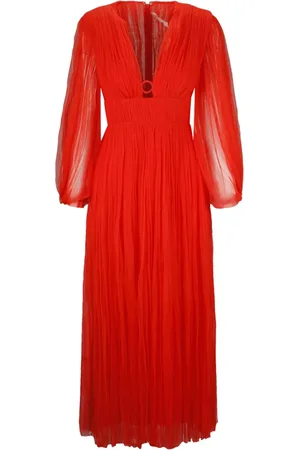 MARIA LUCIA HOHAN Kjole, Dame, Rød, S, Nylon, Elegant Astoria Tulle Midi Kjole