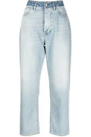 3x1 Jeans, Dame, Blå, W28, Denim, Lysblå Stonewashed Kort Denim Jeans
