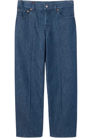 Gucci Jeans, Dame, Blå, W26, Bomuld, Mørkeblå Vasket Straight Fit Jeans