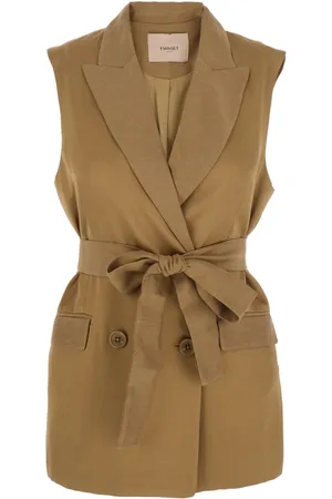 Twin-Set Jakke, Dame, , XS, dobbeltradet vest med peak revers