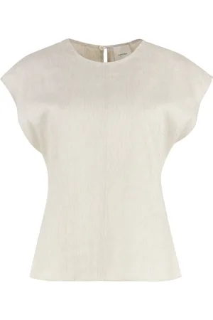 Calvin Klein Top, Dame, Grå, M, Linned, Nøglehul Linnedbluse
