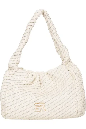 ERMANNO SCERVINO Taske, Dame, Hvid, ONE SIZE, Læder, Lille Hobo Taske i Plisseret Imiteret Læder