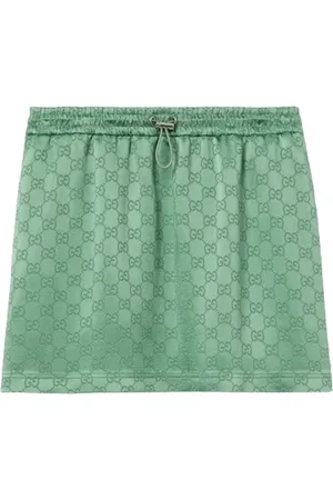 Gucci Nederdel, Dame, Grøn, M, Monogram Mini Nederdel med Piped Trim