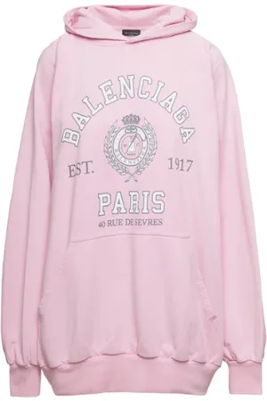 Balenciaga Sweathshirts & Hoodies, Dame, Lyserød, S, Bomuld, Rosa College Logo Oversized Hoodie