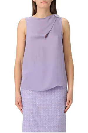 Emporio Armani Top, Dame, Lilla, S, Elegant Lilla Boat Neck Bluse