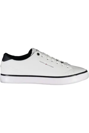 Tommy Hilfiger Sko, Herre, Hvid, 45 EU, Læder, Herresports sneakers med unikt print