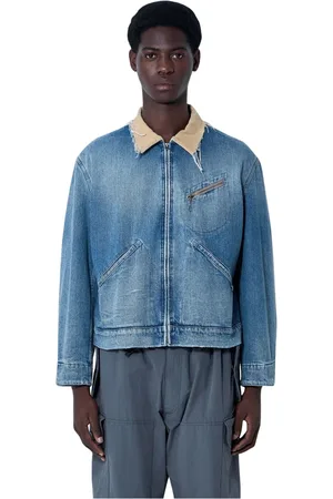 Maison Margiela Jakke, Herre, Blå, 2XL, Bomuld, Slidt Bomuld Caban Jakke
