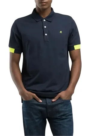 Replay Top, Herre, Blå, XL, Bomuld, Polo skjorte med kontrastindsatser og logo