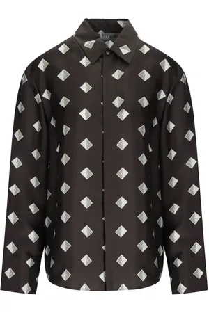 Max Mara Bluser & Skjorter, Dame, Brun, XS, Silke Zelig Brun Diamant Print Skjorte
