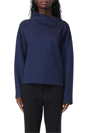 Emporio Armani Strik, Dame, Blå, L, Blå Geometrisk Bluse Elegant Stil