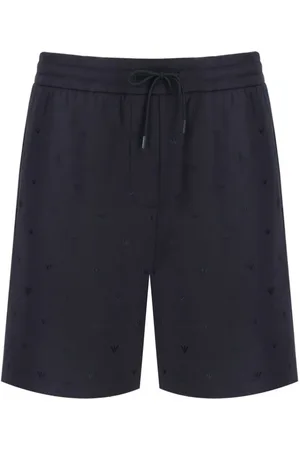 Emporio Armani Shorts, Herre, Blå, L, Bomuld, Navy Monogram Bermuda Shorts