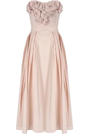 Elisabetta Franchi Kjole, Dame, Lyserød, M, Uld, Rose Broderet Midi Kjole