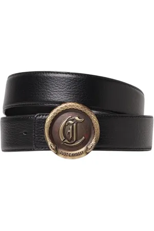 Roberto Cavalli Tilbehør, Herre, Sort, 95 CM, Uld, Slange Spænde Læderbælte Stilfuldt Design