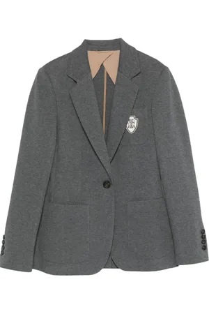 Brunello Cucinelli Jakke, Dame, Grå, M, Bomuld, Antracitgrå Blazer med Lommer