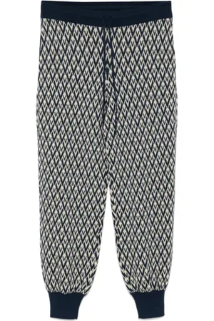 VALENTINO Bukser, Dame, Blå, S, Uld, Blå Jacquard Track Pants