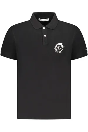 Trussardi Top, Herre, Sort, 3XL, Bomuld, Sort Bomuld Polo Skjorte