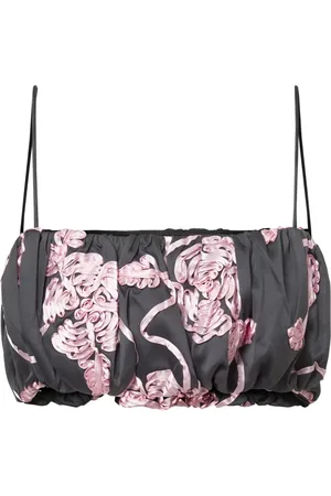 ROTATE Top, Dame, Flerfarvet, XS, Uld, Firkantet hals Ballonærme Crop Top