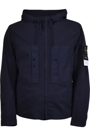 Stone Island Jakke, Herre, Blå, M, Uld, Stilfuld Parka Jakke til Mænd