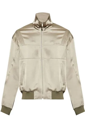 Saint Laurent Jakke, Herre, , XL, Satin, Satin Zip High Neck Light Khaki