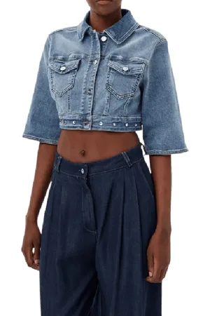 Liu Jo Jakke, Dame, Blå, XS, Denim, Denimjakke Regular Fit Kort Længde