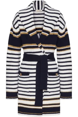 VALENTINO Strik, Dame, Flerfarvet, S, Uld, Stribet Lurex Cardi-Coat