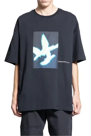 OAMC Top, Herre, Sort, L, Bomuld, Mørk Blomst Print Oversized T-shirt