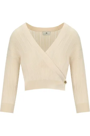 Elisabetta Franchi Strik, Dame, , M, Smørstrik V-hals Top