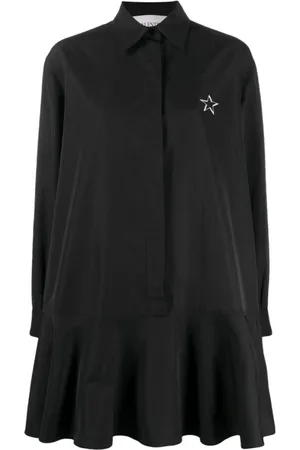 VALENTINO Kjole, Dame, Sort, XS, Bomuld, Print Skjortekjole med Vltnstar Print