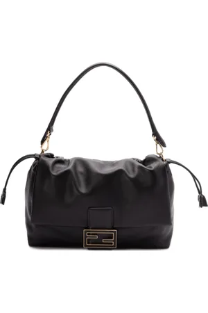 Fendi Taske, Dame, Sort, ONE SIZE, Uld, Sort Skuldertaske med Snørelukning