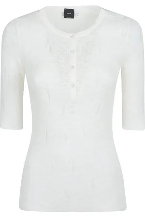 Pinko Strik, Dame, Hvid, M, Kortærmet sweater i Scott-stil