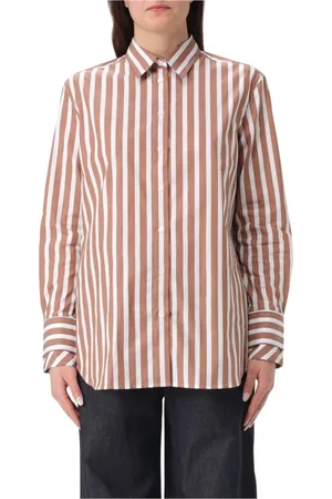 FAY Bluser & Skjorter, Dame, Brun, M, Brun Stribet Poplin Skjorte