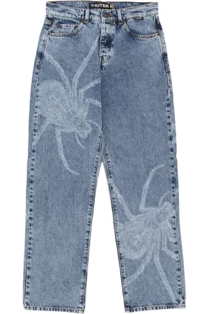IUTER Jeans, Herre, Blå, W34, Denim, Løse Denim Bukser Blå Blegemiddel